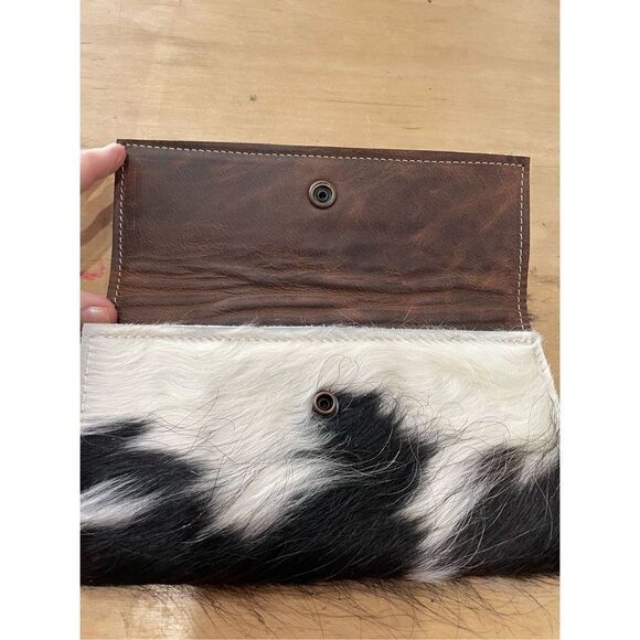 New Leather Pony Hair Clutch Wallet with Aztec EmDerail Rodeo Western - Picture 3 of 6